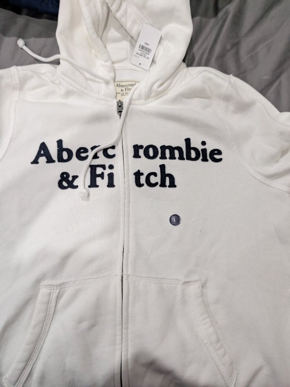 Abercrombie and Fitch Y2K style women's logo cozy white hoodie